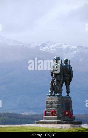 Le Mémorial Commando Lochaber à dans les Highlands écossais. dédié aux hommes de l'original British Commandos soulevées au cours de la Seconde Guerre mondiale. Banque D'Images