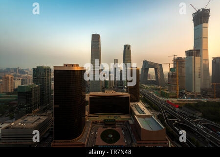 Toits de Beijing Chaoyang au quartier central des affaires à Pékin, en Chine. Banque D'Images