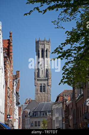 Tour de l'horloge du beffroi, Markt, Bruges, Belgique, Europe Banque D'Images