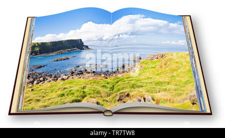 3D render of a ouvert un livre photo avec paysage irlandais - l'Irlande du Nord (Royaume-Uni) - Je suis le propriétaire de copyright des images utilisées en 3D cette ren Banque D'Images