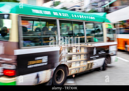 Un Minibus vert, Hong Kong, Chine Banque D'Images