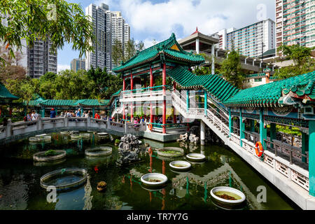 Le bien-jardin à Le Temple de Wong Tai Sin, Hong Kong, Chine Banque D'Images