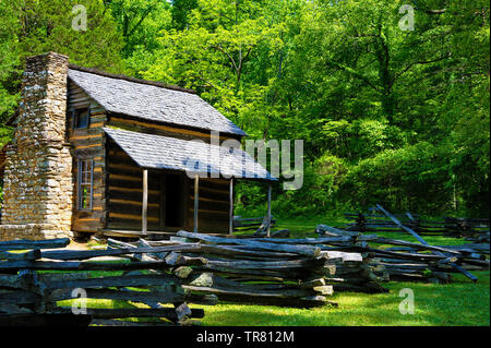 John Oliver, l'un des premiers colons, homestead à Cades Cove. Banque D'Images