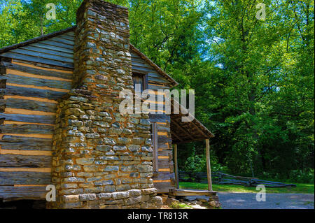 John Oliver, l'un des premiers colons, homestead à Cades Cove. Banque D'Images