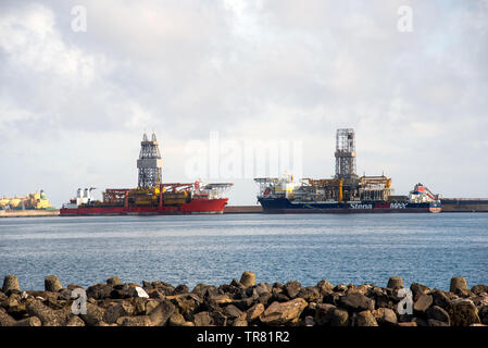 Las Palmas, Gran Canaria , Espagne - 31 décembre , 2017. Pour les navires de forage pétrolier et gazier dans le port, Las Palmas, Canaries Garn Banque D'Images