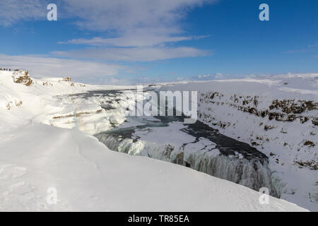 Les chutes de Gullfoss sur la rivière Hvítá dans le sud de l'Islande. Banque D'Images