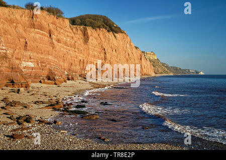 UK,Devon Sidmouth,Front de mer et à la côte en direction de Salcombe Hill Banque D'Images