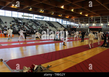 Championnat d'Europe d'escrime Vétérans 2019 1ère journée à Cognac Banque D'Images