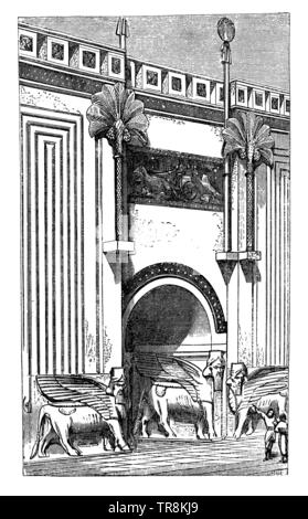 L'entrée dans la salle du trône d'un roi assyrien, , (encyclopédie, 1893) Banque D'Images