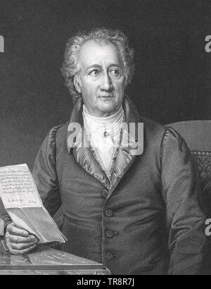 JOHANN Wolfgang von Goethe (1749-1832), romancier, poète et botaniste en 1828 Banque D'Images