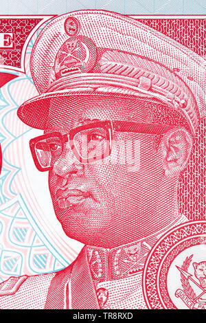 Portrait de Mobutu Sese Seko du Zaïre de l'argent Banque D'Images