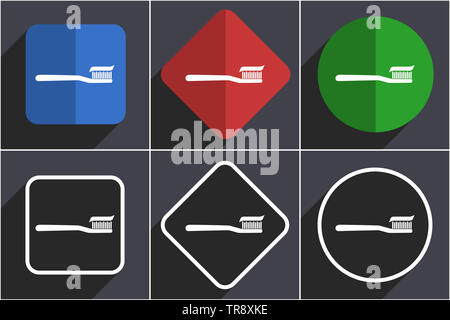 Brosse à dents série de télévision design web icônes dans 6 options Banque D'Images