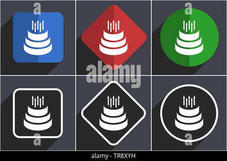 Jeu de gâteau télévision design web icônes dans 6 options Banque D'Images