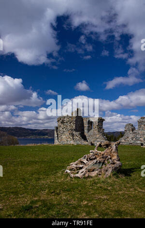 Ruines de l'abbaye de Tautra Tautra dans l'île sur Trondheimsfjorden. Le printemps et les beaux jours. Banque D'Images