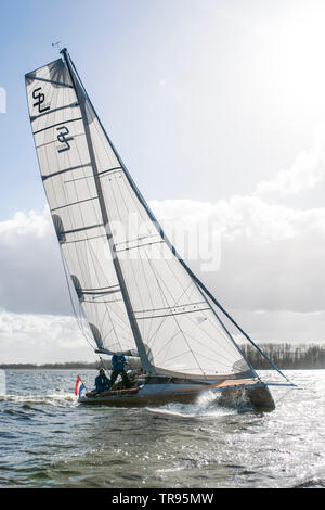 Speedlounger yacht en aluminium construit en Hollande Banque D'Images