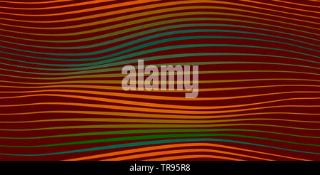 Résumé motif vectoriel continu de l'assemblage de lignes. Rouge, orange, vert, bleu. -Les Vagues. Illusion optique Banque D'Images