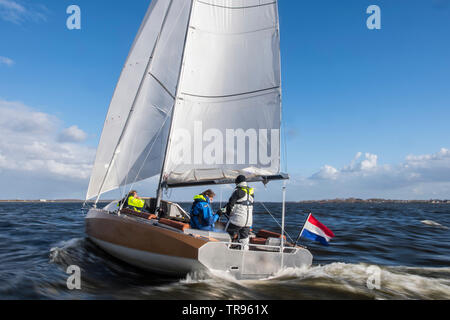 Speedlounger yacht en aluminium construit en Hollande Banque D'Images