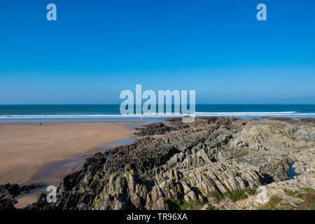 Plage de Woolacombe North Devon un jour ensoleillé Banque D'Images