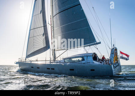Yacht à Qilak construit au chantier naval K M en Hollande. Banque D'Images