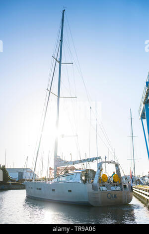 Yacht à Qilak construit au chantier naval K M en Hollande. Banque D'Images