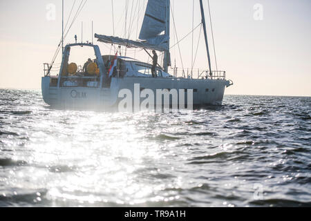 Yacht à Qilak construit au chantier naval K M en Hollande. Banque D'Images