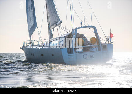 Yacht à Qilak construit au chantier naval K M en Hollande. Banque D'Images