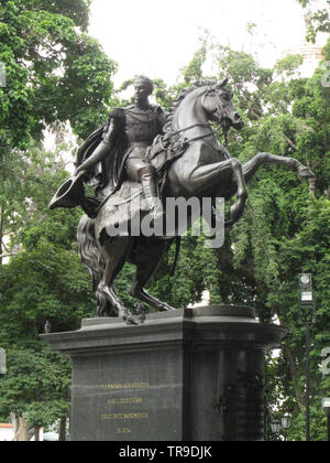 Caracas, Venezuela. Statue de Simon Bolivar dans la place Bolivar à Caracas. Banque D'Images