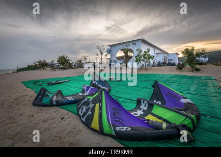 Phan Rang, Vietnam - le 25 janvier 2019 : Phan Rang kite spot et surf camp au Vietnam Banque D'Images