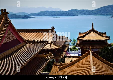 Temple Wen Wu au lac Sun Moon, Taïwan Banque D'Images