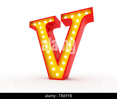 La lampe de style Broadway rendu 3D alphabet isoler sur fond blanc Banque D'Images