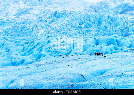 Avis de certains touristes s'est joint à l'activité randonnée sur le glacier dans le parc national du Vatnajökull en Islande. Banque D'Images