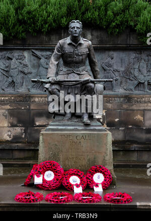 La Scottish Mémorial américain appelé l'Appel 1914 dans les jardins de Princes Street d'Édimbourg (Écosse). UK Banque D'Images