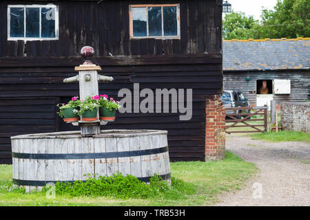 Une place pour un cheval à boire avant qu'ils retournent dans leur stabilité, sur un cheval livery, dans le Kent. UK Banque D'Images