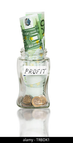 Pot avec des billets en euros Banque D'Images