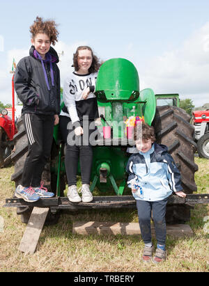 Pitkin, Cork, Irlande. 09Th Juin, 2019. Eileen, Niamh et Peter Dinneen de Ballinscarty sur leur père tracteur Lanz Bulldog à la vapeur et de Mooka vintage rally à Innshannon, Espagne Crédit : David Creedon/Alamy Live News Crédit : David Creedon/Alamy Live News Banque D'Images