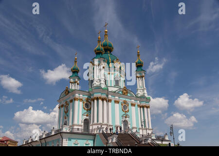 St Andrew's Church sur Andrews (Andriyivsky décent Uzviz) Kiev, Ukraine Banque D'Images