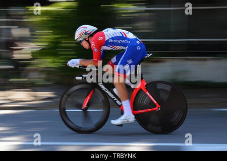 Vérone, Italie. 02nd, 2019 Jun. Demare Arnaud de France (Groupama FDJ Équipe) au cours de la dernière étape 21 de la 102e Giro d' Italia, Tour d'Italie 2019 - la course à vélo, 17km contre-la-montre individuel à partir de la Foire de Vérone le long Torricelle à Vérone, ville de terminer à l'Arena de Vérone, à Vérone, Italie, 03 juin 2019. (PHOTO) Alejandro Sala/Alamy News Banque D'Images