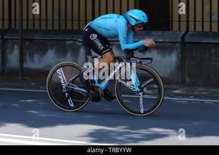 Vérone, Italie. 02nd, 2019 Jun. Manuel d'Italie Boaro (Astana proTeam) pendant la dernière étape 21 de la 102e Giro d' Italia, Tour d'Italie 2019 - la course à vélo, 17km contre-la-montre individuel à partir de la Foire de Vérone le long Torricelle à Vérone, ville de terminer à l'Arena de Vérone, à Vérone, Italie, 03 juin 2019. (PHOTO) Alejandro Sala/Alamy News Banque D'Images