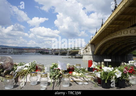 Hongrie Budapest 2019 tragédie d'accident de bateau peut Banque D'Images