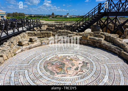 Mosaïques préservées au Parc archéologique de Kato Paphos, à Chypre Banque D'Images