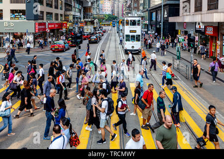 Passage piétons, Hong Kong, Chine Banque D'Images