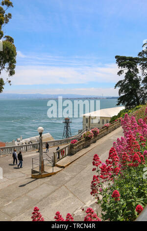 Garde & Dock, Alcatraz, San Francisco Bay, California Banque D'Images