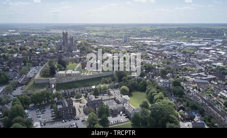 Vue aérienne du château de Lincoln Lincoln montrant en montée, la cathédrale de Lincoln et le château d'eau Banque D'Images