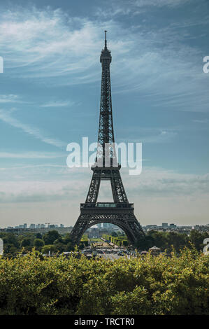 Seine, Tour Eiffel et verdure vu du Trocadéro à Paris. L'un des plus impressionnants du monde centre culturel en France. Banque D'Images