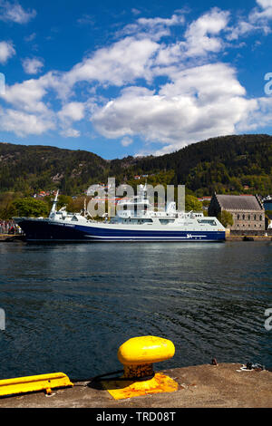 Norvégien-transporteur de bassan dans le port de Bergen, Norvège Banque D'Images