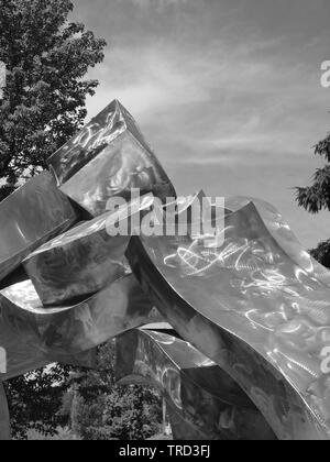 Jardin de sculptures de Seward Johnson en noir et blanc Banque D'Images