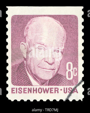 États-unis D'AMÉRIQUE - circa 1971 : un timbre-poste utilisé depuis les Etats-Unis, représentant un portrait de l'ancien Président des États-Unis, Dwight D. Eisenhower, vers 1971. Banque D'Images