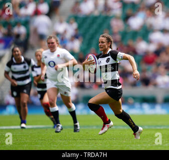 Jasmine Joyce en action au cours de l'Angleterre à Twickenham Barbarians v Femmes London Angleterre 02 juin 2019 Graham / GlennSports Banque D'Images