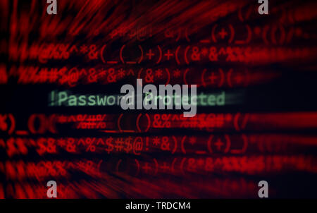La sécurité de mot de passe de protection des données de vérification cyber voleur alerte de système ! Protégé par un mot de passe de l'écran d'ordinateur sur le piratage Banque D'Images