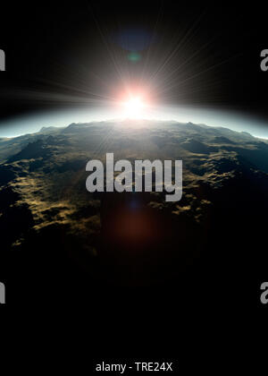 Illustration d'une belle planète de l'espace lointain, computer graphic Banque D'Images